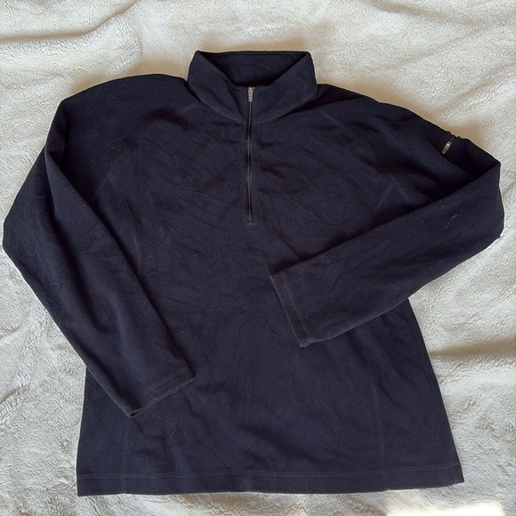 L.L. Bean Quarter Zip Black Fleece Large Pullover Sweater - Picture 7 of 8